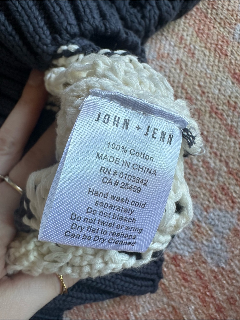 NWT John + Jenn Wes pullover chunky knit 100% cotton sweater navy ivory size S - Picture 4 of 6